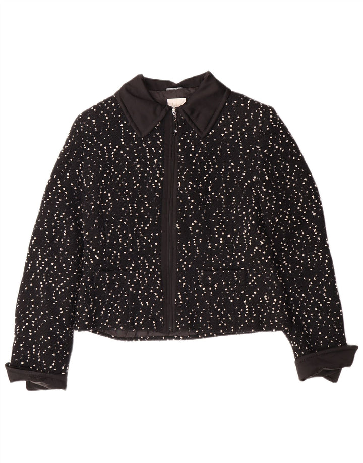 RENATO BALESTRA Chaqueta Bolero Mujer IT 44 Mediana Lana Moteada Negra