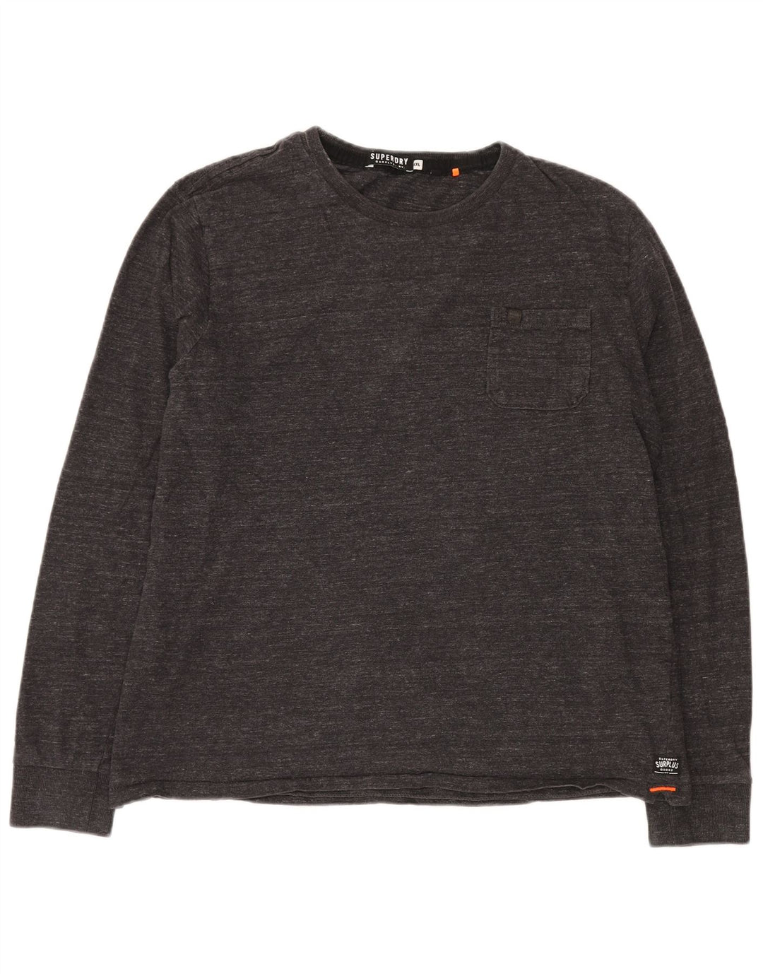 SUPERDRY Camiseta de manga larga para hombre 2XL Algodón moteado gris