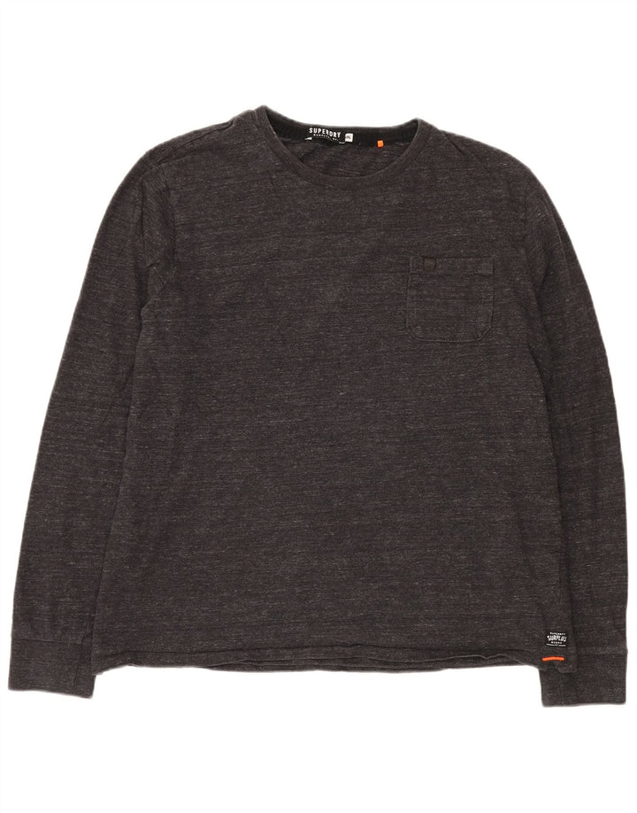 SUPERDRY Camiseta de manga larga para hombre 2XL Algodón moteado gris