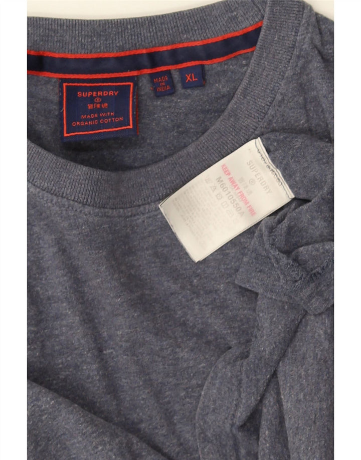 SUPERDRY Hombre Top Manga Larga XL Algodón Moteado Azul