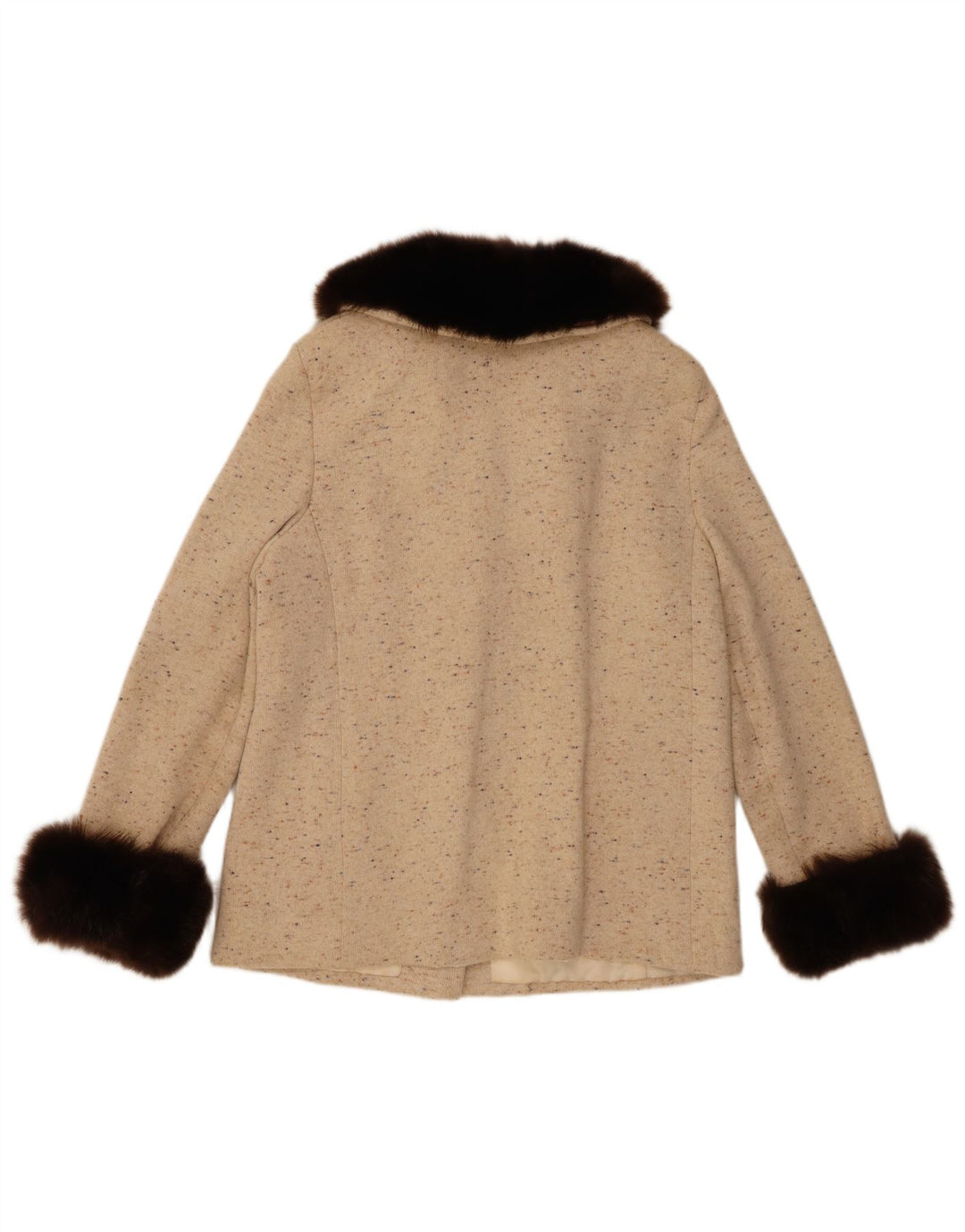Vintage mujer 5 botones Blazer chaqueta Reino Unido 14 medio beige moteado
