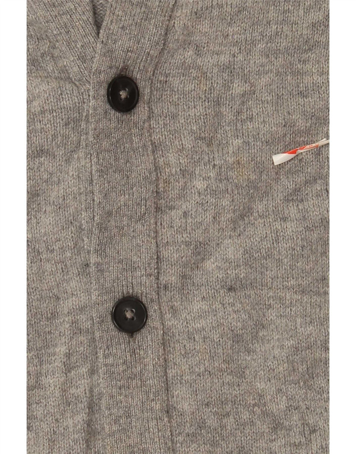 Marks & Spencer - Cárdigan para hombre de lana de cordero gris medio