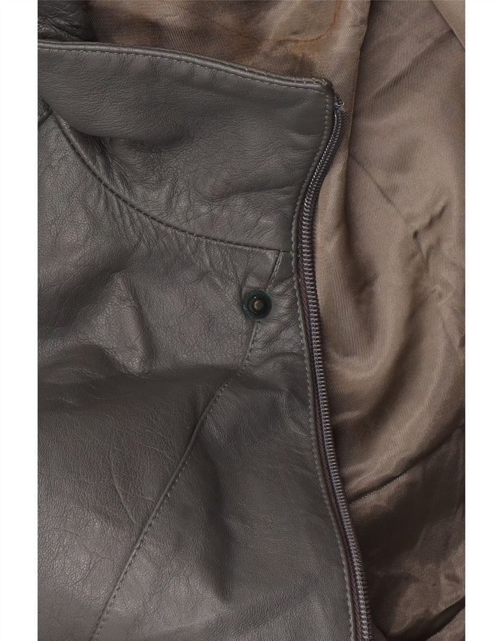 Chaqueta de cuero vintage para hombre IT 52 XL cuero gris