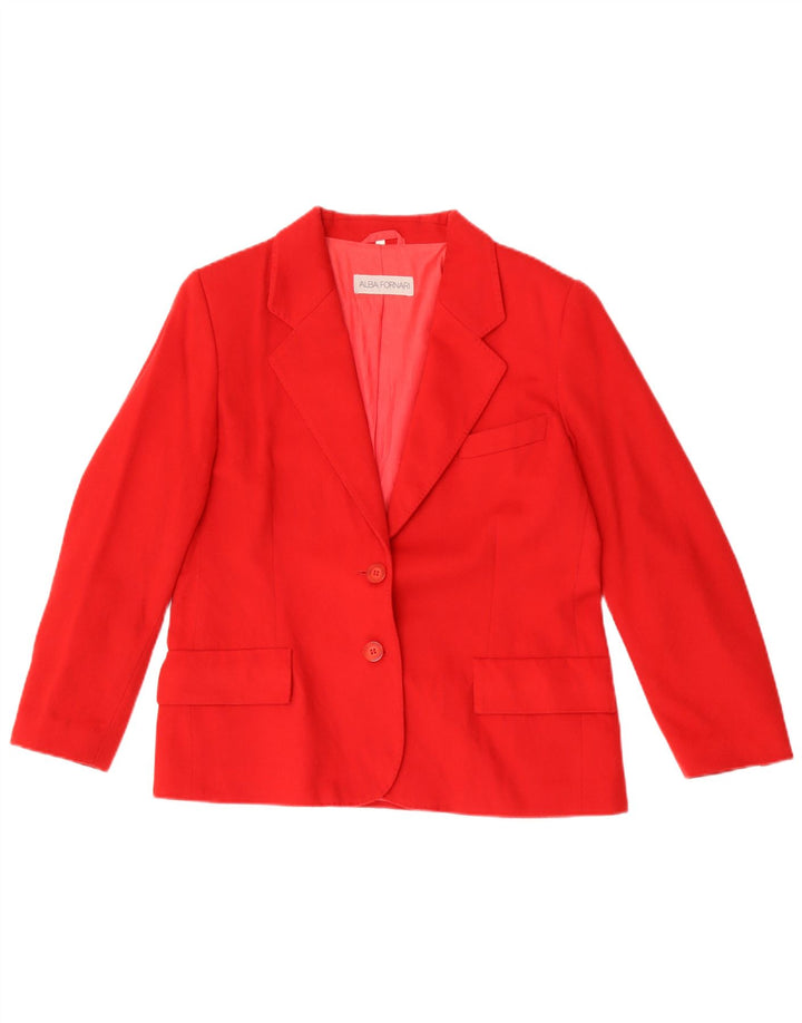 Alba Fornari Chaqueta Blazer de 2 Botones para Mujer IT 46 Lana Roja Grande