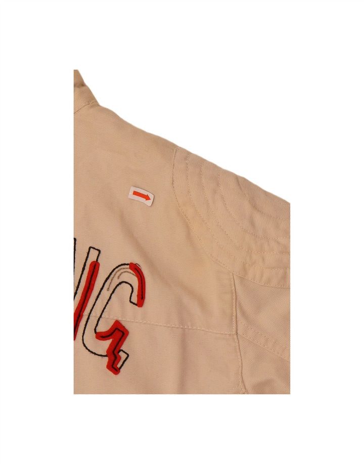 GURU Mens Graphic Bomber Jacket UK 36 Small Beige Cotton Vintage Guru and Second-Hand Guru from Messina Hembry 