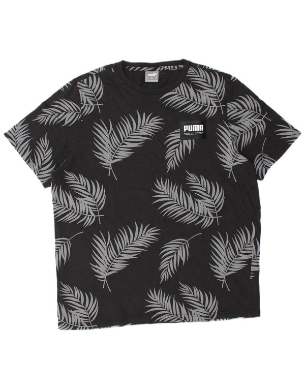 Puma - Camiseta para hombre, talla grande, algodón floral negro