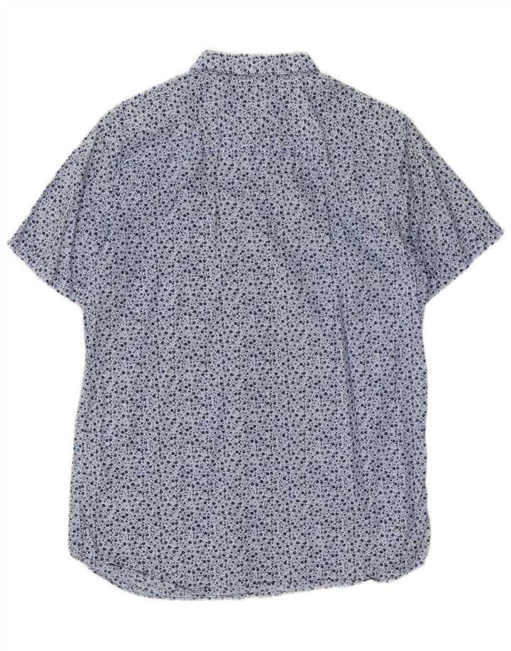 JACK & JONES Hombre Camisa de manga corta Large Blue Floral Cotton