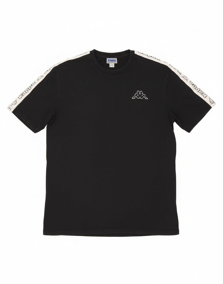Kappa - Camiseta gráfica para hombre, talla grande, algodón negro