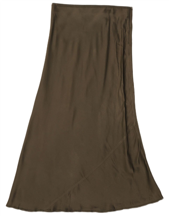 Zara Mujer Maxi Falda De Cintura Alta Mediana W28 Caqui
