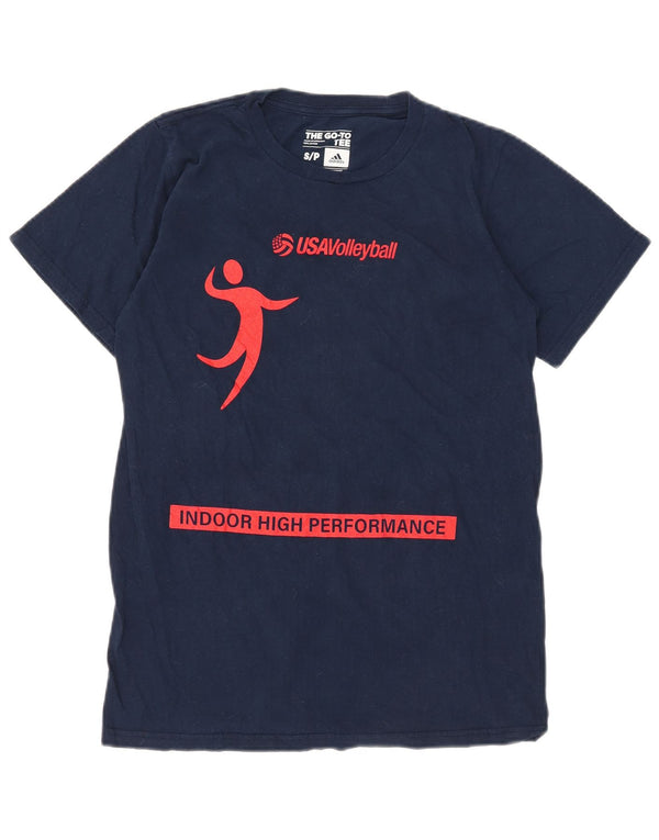 Adidas - Camiseta gráfica para hombre, talla pequeña, algodón azul marino