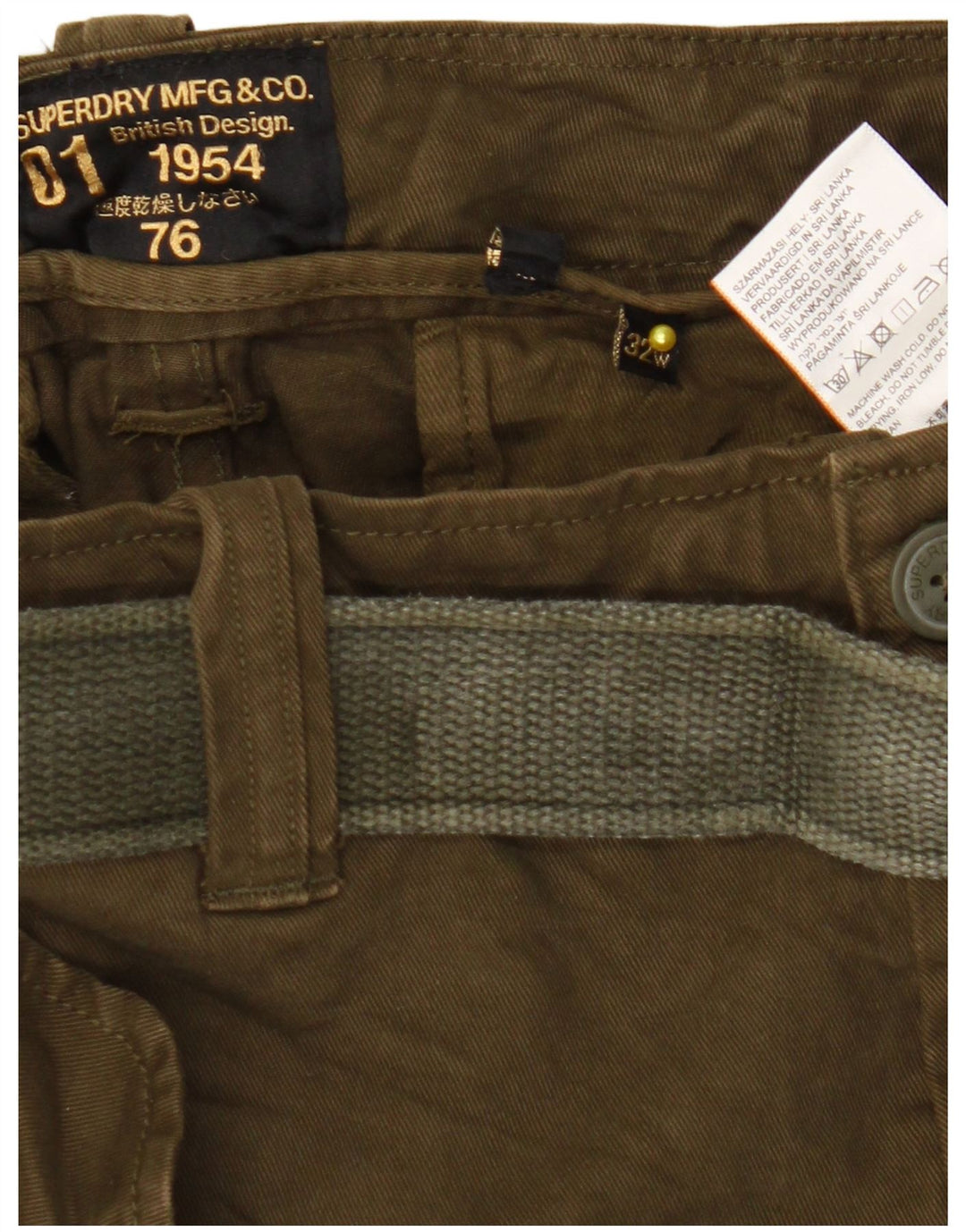 Superdry Shorts Cargo Para Hombre W32 Algodón Caqui Medio