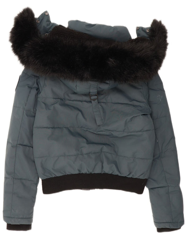Superdry Chaqueta Bomber Acolchada Con Capucha Para Mujer UK 44 Azul Medio Colorblock