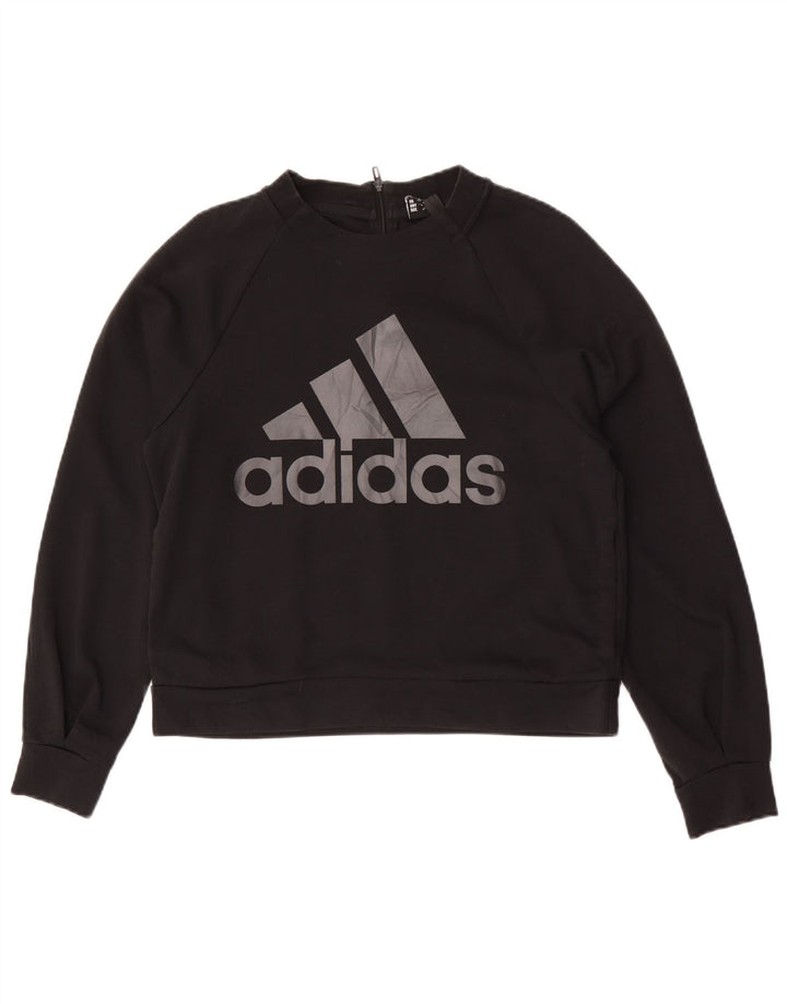 Adidas - Sudadera de gran tamaño con gráfico para mujer, talla 10, color negro