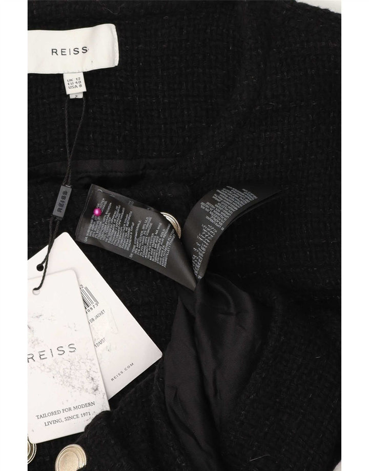 Reiss Chaqueta Bolero de Doble Botonadura para Mujer UK 40 Medium Negro Acrílico