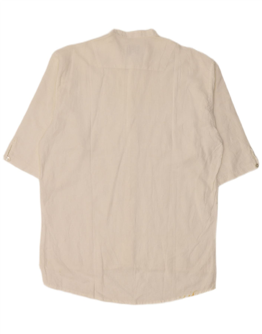 Vintage hombres 3/4 manga pullover camisa medio blanco