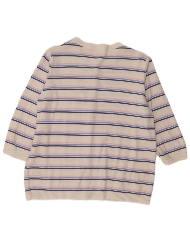 Marks & Spencer - Cárdigan para mujer, talla 40, talla grande, color blanco a rayas