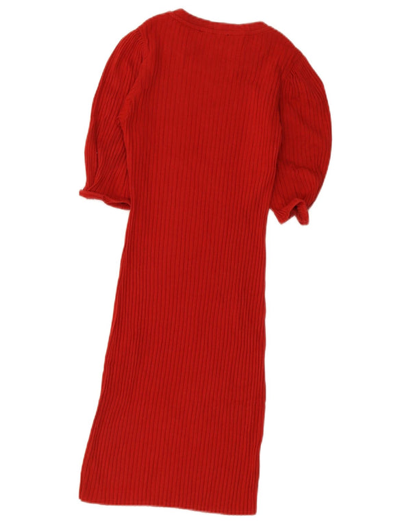 Zara Womens Short Sleeves Jumper Dress UK 8 Small Red