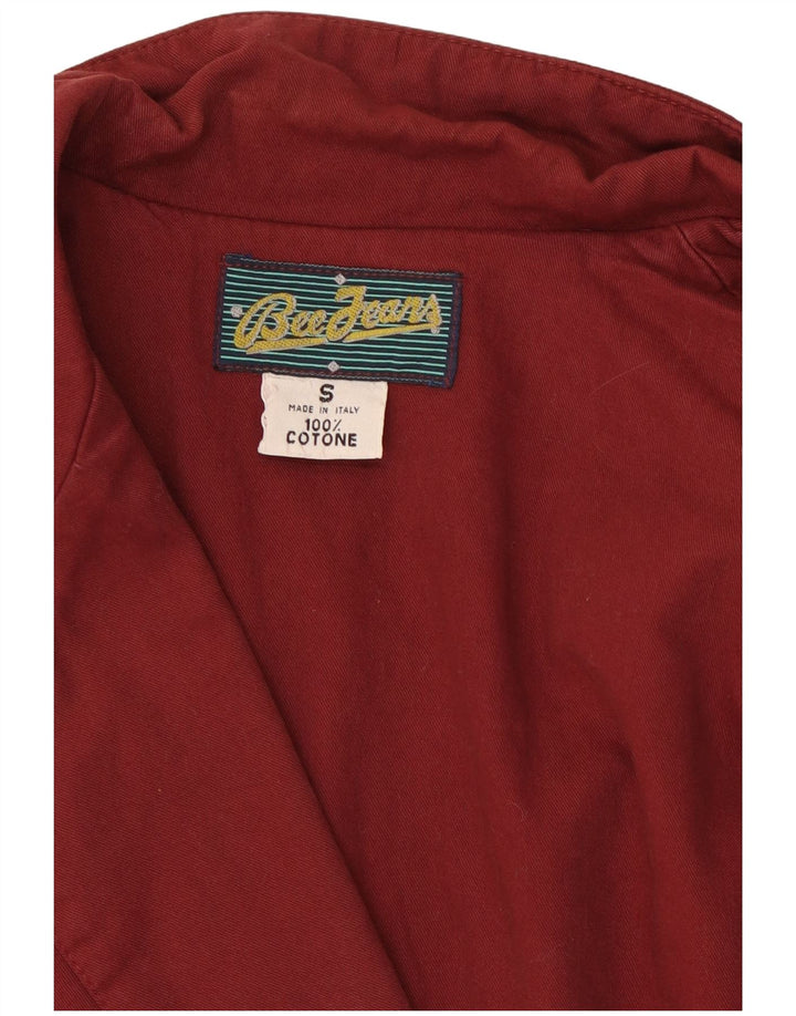 Vintage mujer 1 botón chaqueta blazer de gran tamaño Reino Unido 10 pequeño algodón borgoña