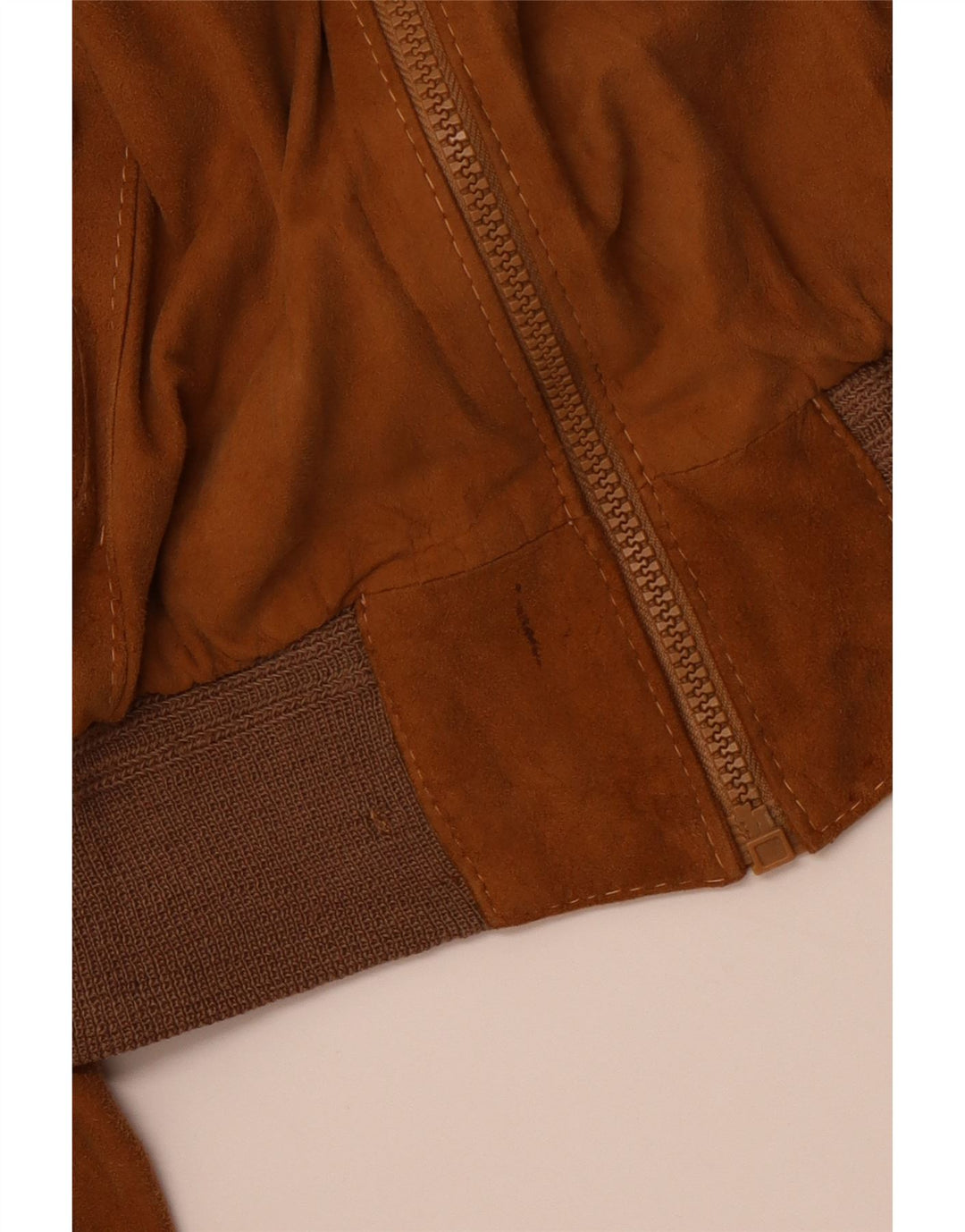 VINTAGE Chaqueta bomber de ante para mujer IT 46 Cuero marrón grande
