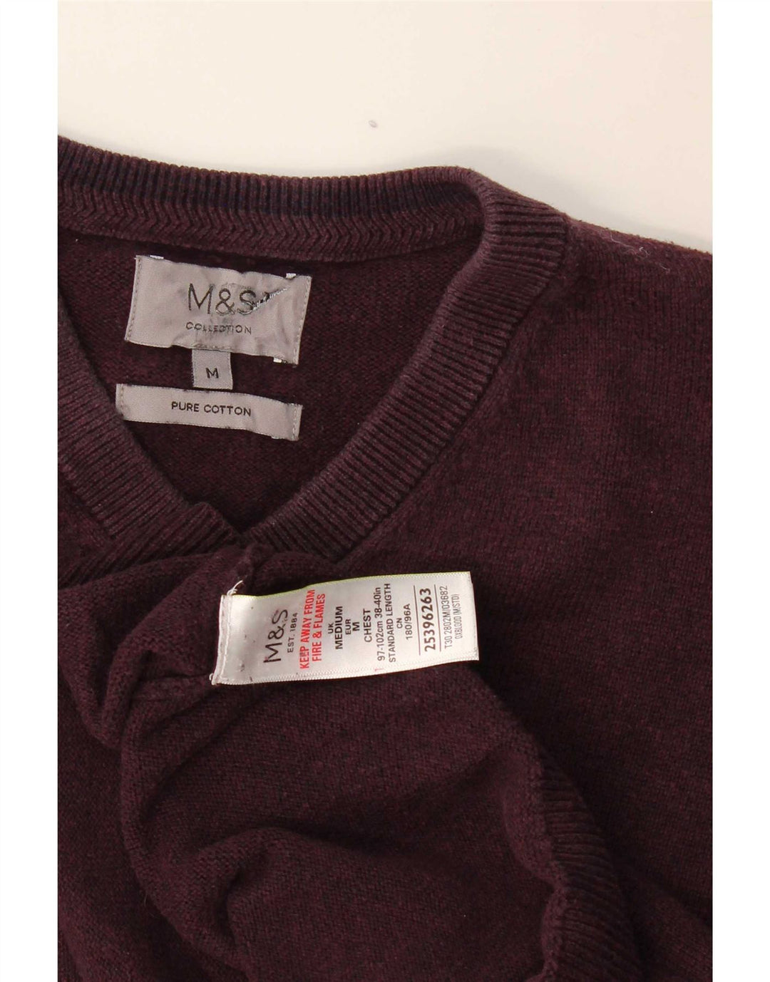 Marks & Spencer Suéter con Cuello en V para Mujer UK 44 Medium Borgoña