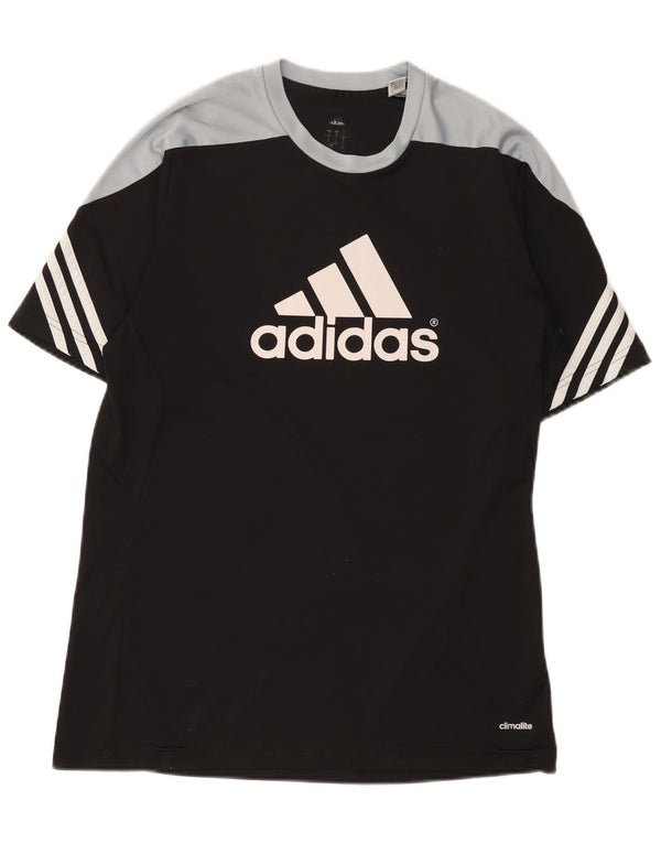 Adidas Hombre Climalite Camiseta Top Medio Negro Colorblock Poliéster