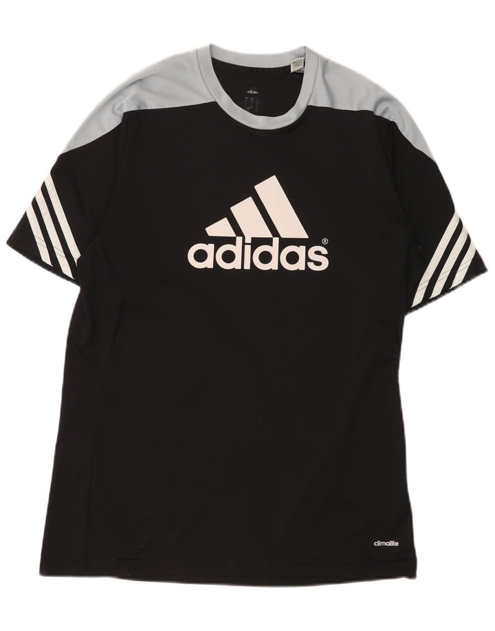 Adidas Hombre Climalite Camiseta Top Medio Negro Colorblock Poliéster