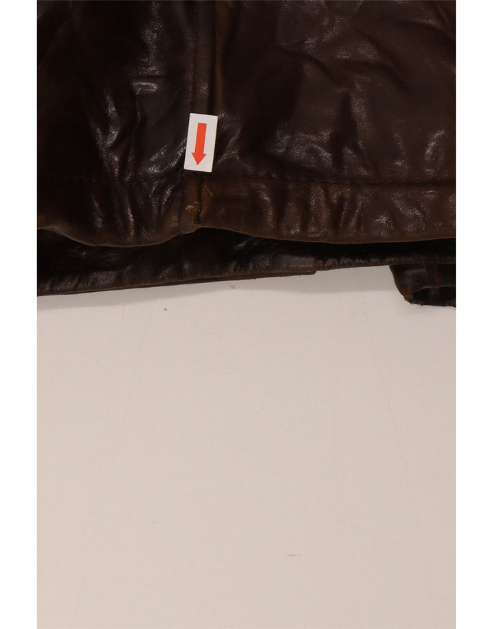Chaqueta de cuero vintage para hombre IT 54 2XL cuero marrón