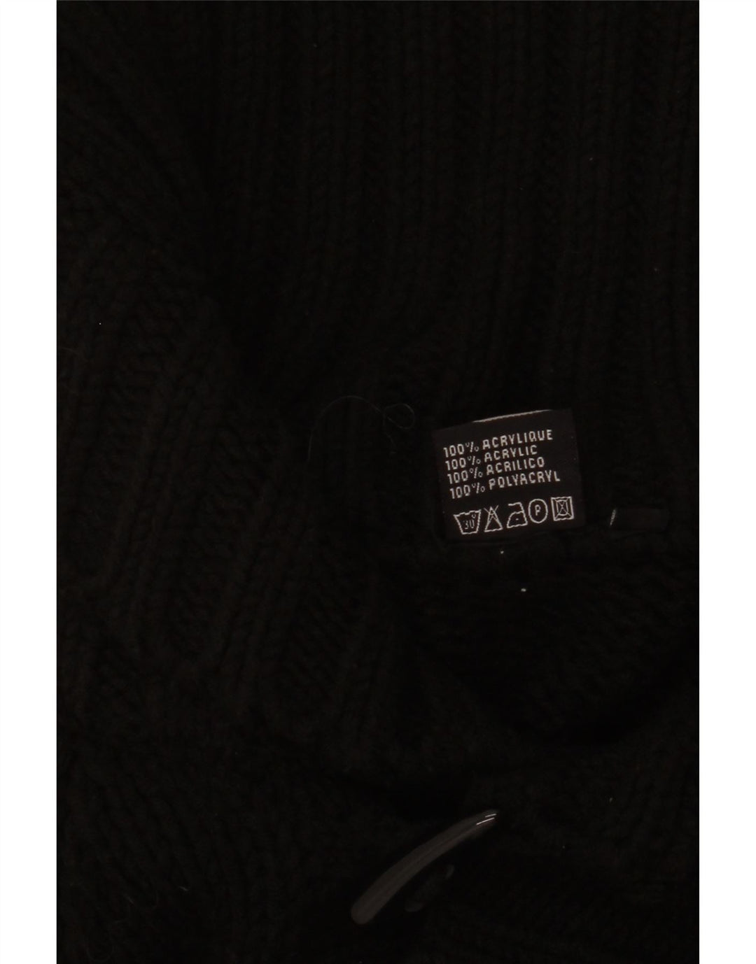 Vintage hombres Cardigan suéter grande negro acrílico
