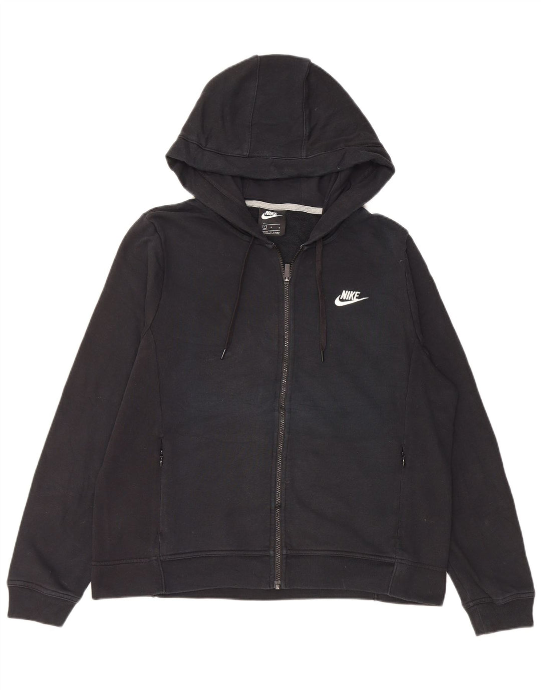NIKE Sudadera con capucha y cremallera para mujer UK 46 Grande Algodón negro