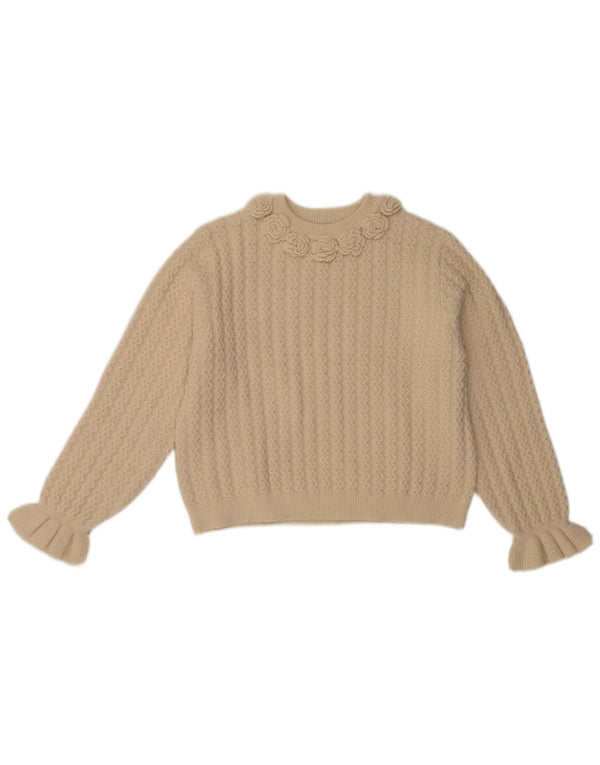 Zara Jersey Niña Cuello Redondo 13-14 Años Beige Floral