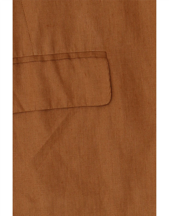 Max Mara Chaqueta Blazer de 1 Botón para Mujer UK 44 Grande Lino Marrón