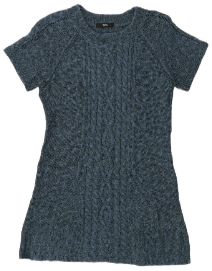 Marks & Spencer Mini vestido tipo jersey para mujer, Reino Unido 42, tamaño mediano, azul moteado