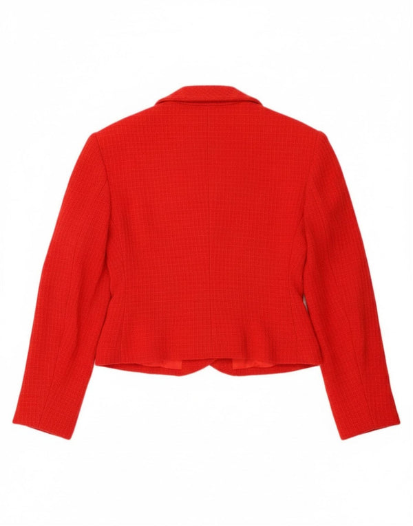 Vintage mujer crop 4 botón Blazer chaqueta Reino Unido 10 pequeño rojo