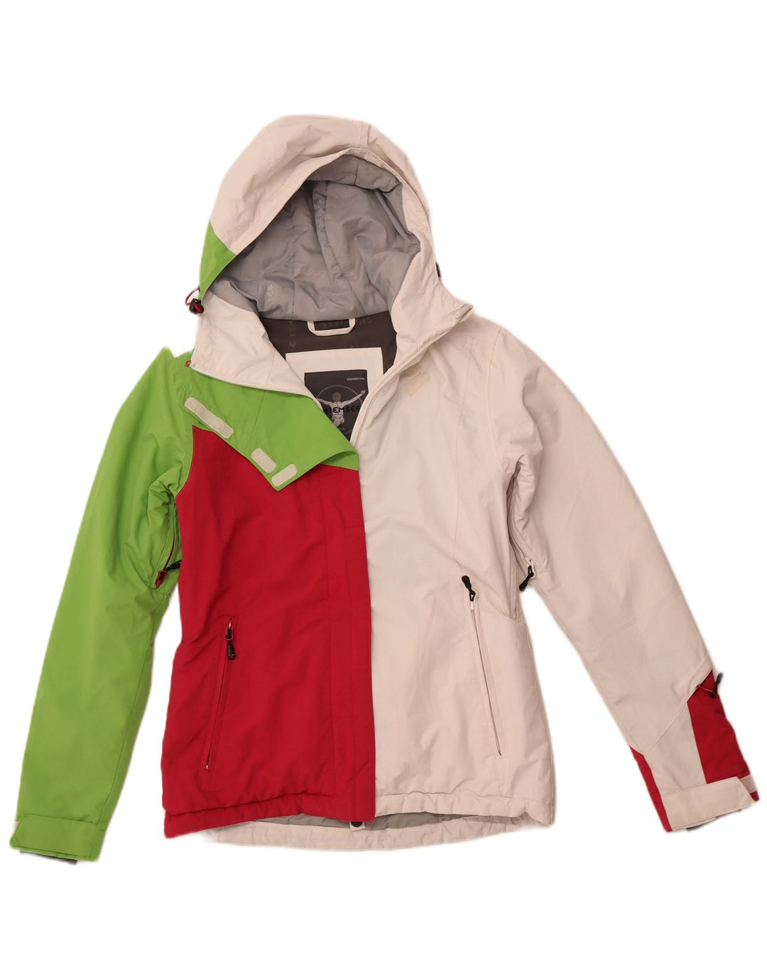 CHIEMSEE Chaqueta cortavientos con capucha para mujer UK 6 XS Blanco Colorblock