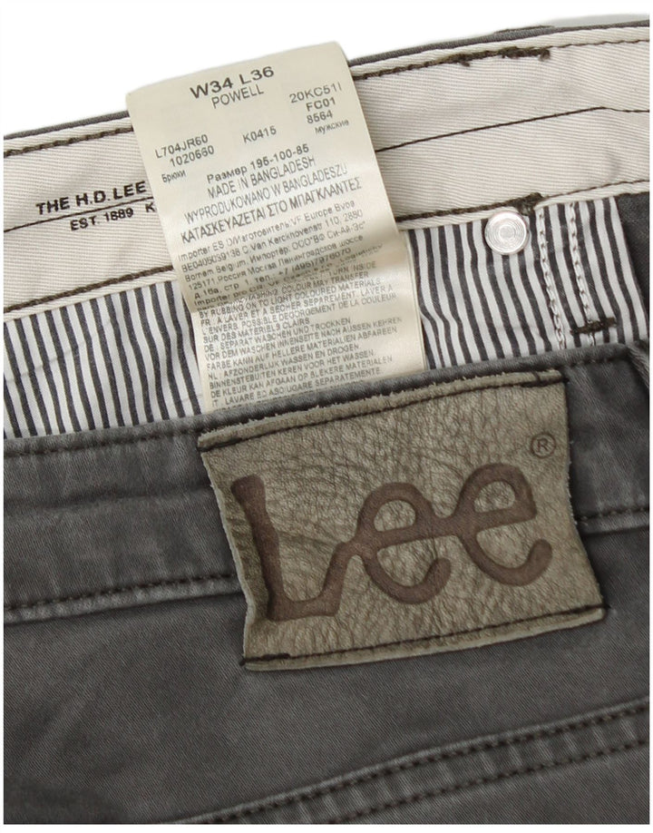 LEE Hombres Powell Pantalones Casuales Rectos W34 L36 Algodón Gris