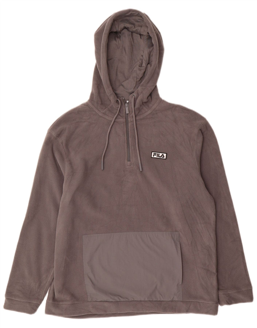 FILA Mens Fleece Zip Neck Hoodie Jumper Small Grey Polyester