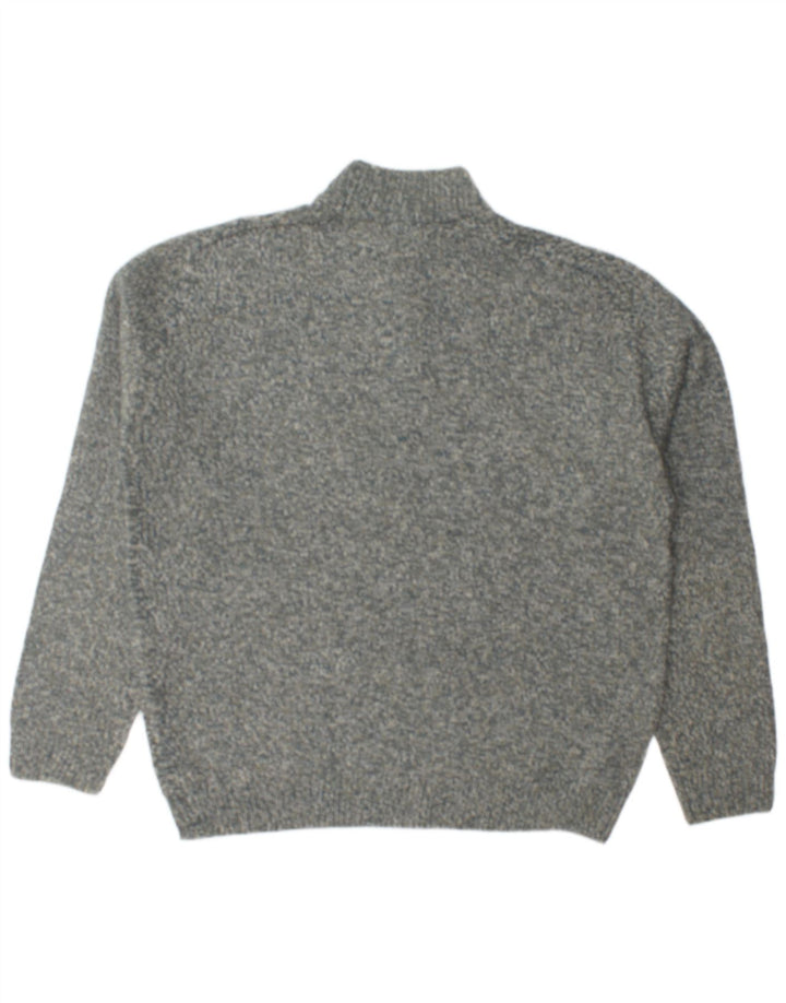 MARKS & SPENCER Suéter tipo jersey con cuello y cremallera de ajuste regular para hombre XL Gris moteado