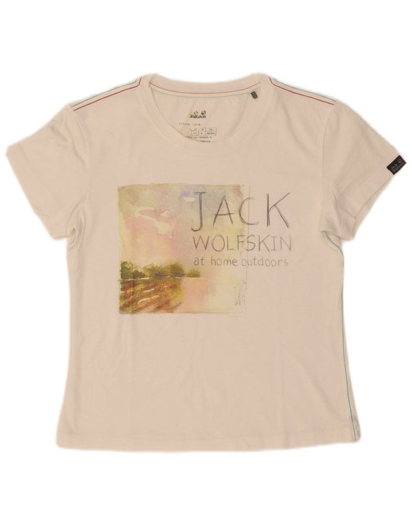 Jack Wolfskin Camiseta gráfica para mujer Top UK 6 XS Blanco