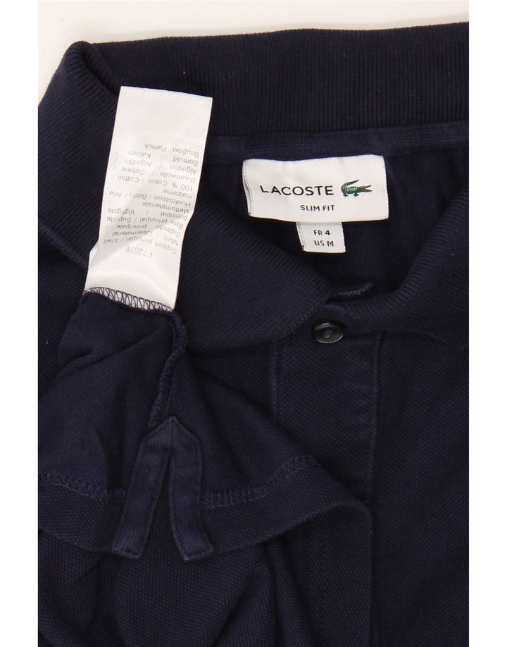 LACOSTE Polo ajustado para hombre talla 4 mediano algodón azul marino