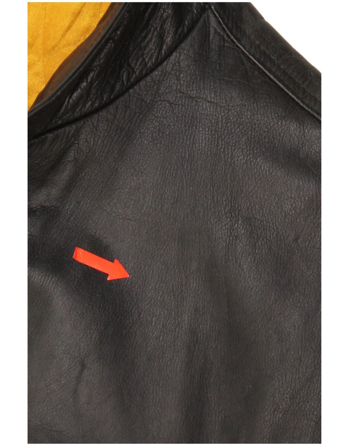 Chaqueta de cuero vintage para hombre Reino Unido 42 XL cuero negro