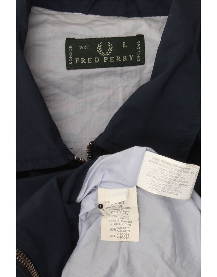 FRED PERRY Chaqueta bomber para hombre UK 40 Grande Azul marino Algodón