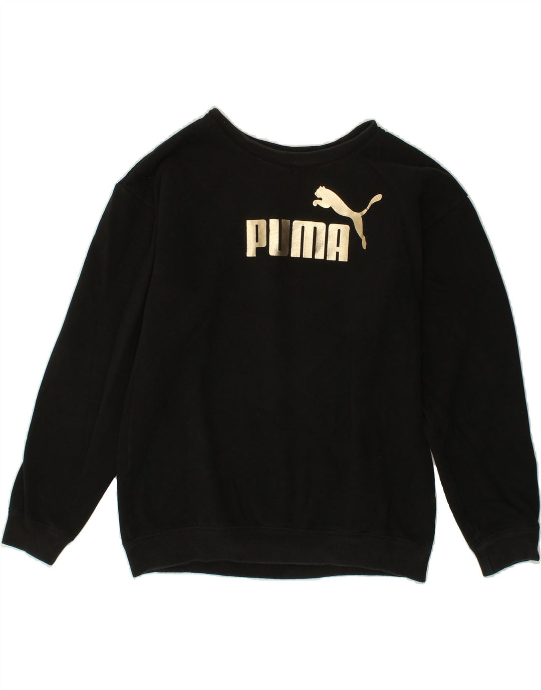 PUMA Womens Oversized Graphic Sweatshirt Jumper UK 10 Small Black Cotton Vintage Puma and Second-Hand Puma from Messina Hembry 