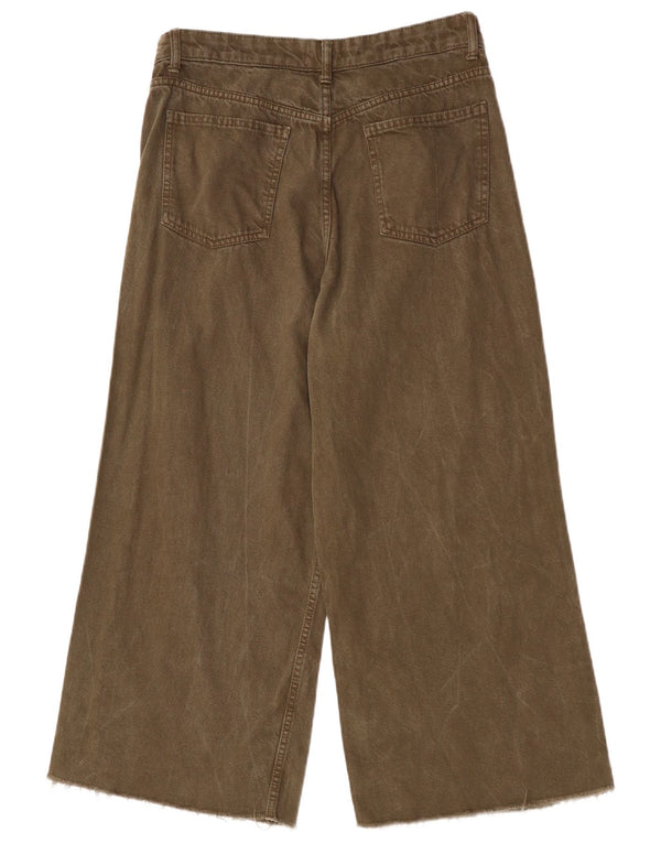 Zara Jeans de pierna ancha para mujer EU 42 Large W32 L25 Caqui