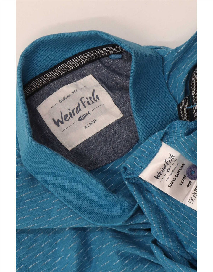 Weird Fish Polo Hombre XL Algodón Moteado Azul