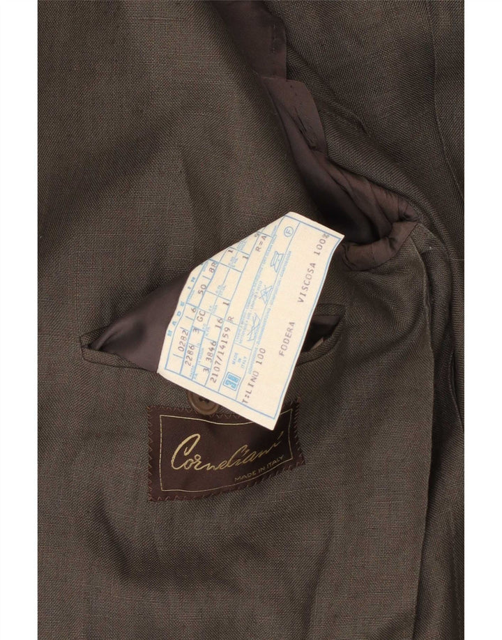 Corneliani Chaqueta tipo blazer con doble botonadura para hombre IT 50 Large Khaki Linen