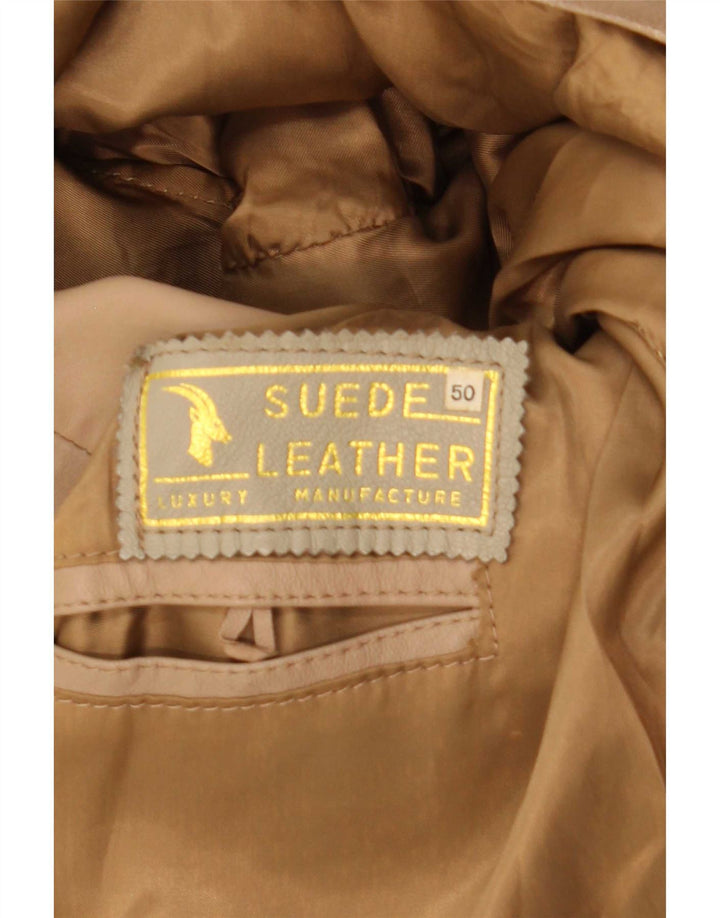 Chaqueta de cuero vintage para hombre IT 50 cuero beige grande