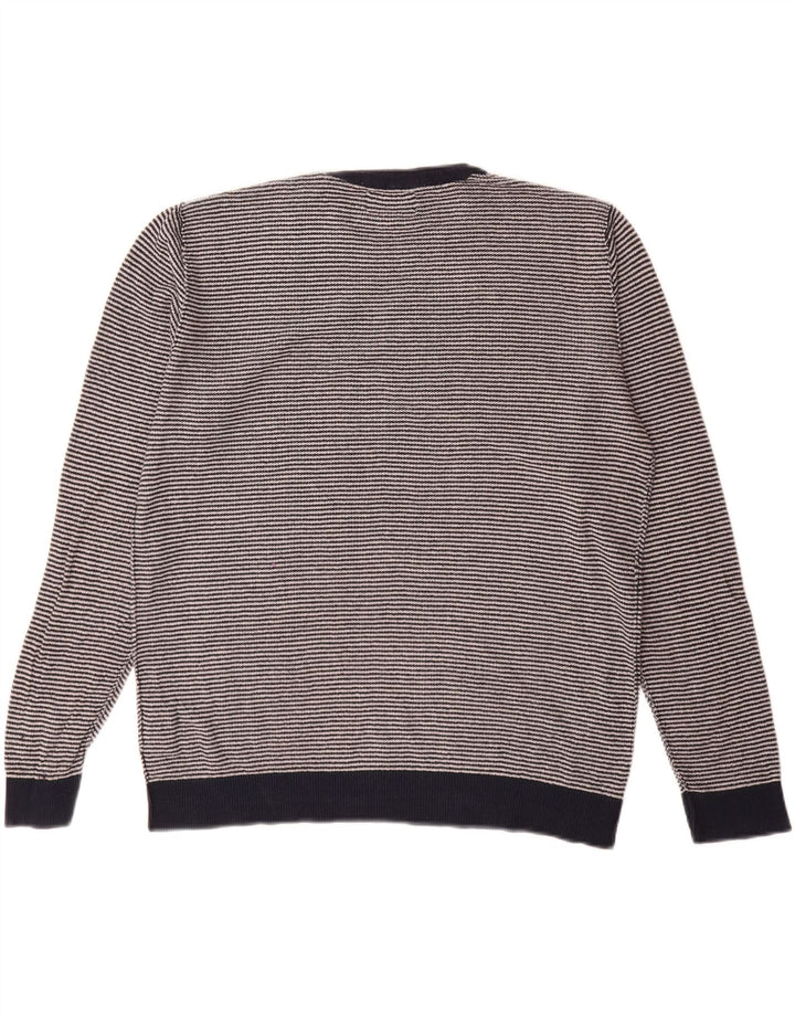 Jack & Jones - Jersey de cuello redondo para hombre, talla grande, color azul marino a rayas