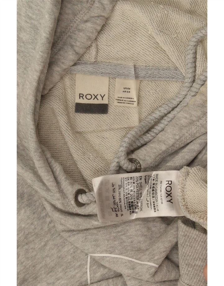 Roxy Sudadera con capucha gráfica para mujer UK 10 Small Grey Cotton