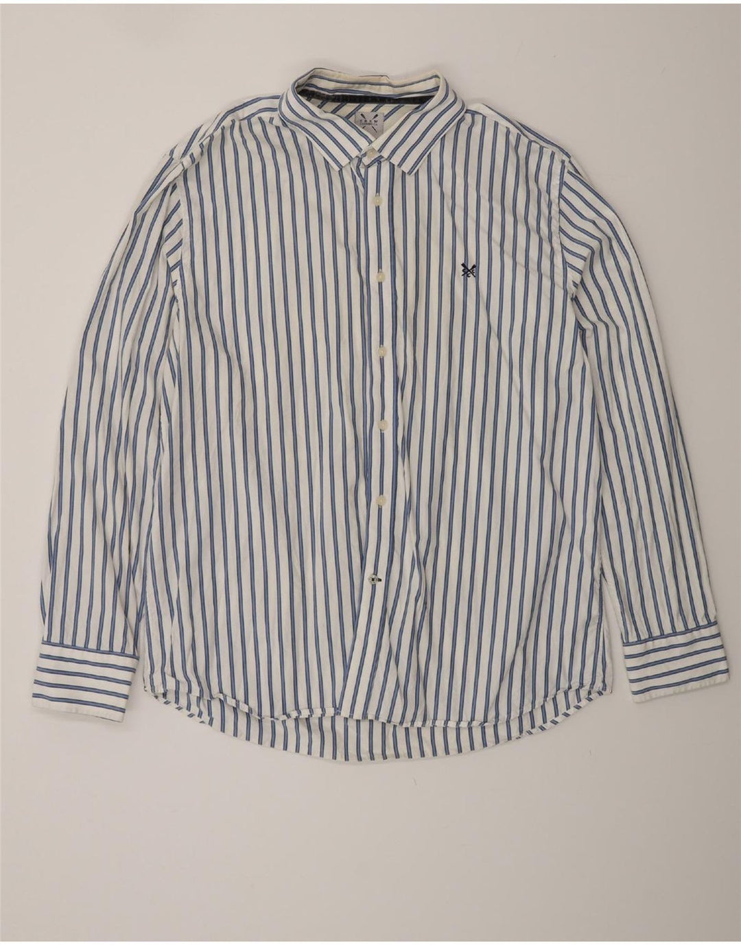 Crew Clothing Camisa de corte clásico para hombre 2XL Algodón a rayas blancas