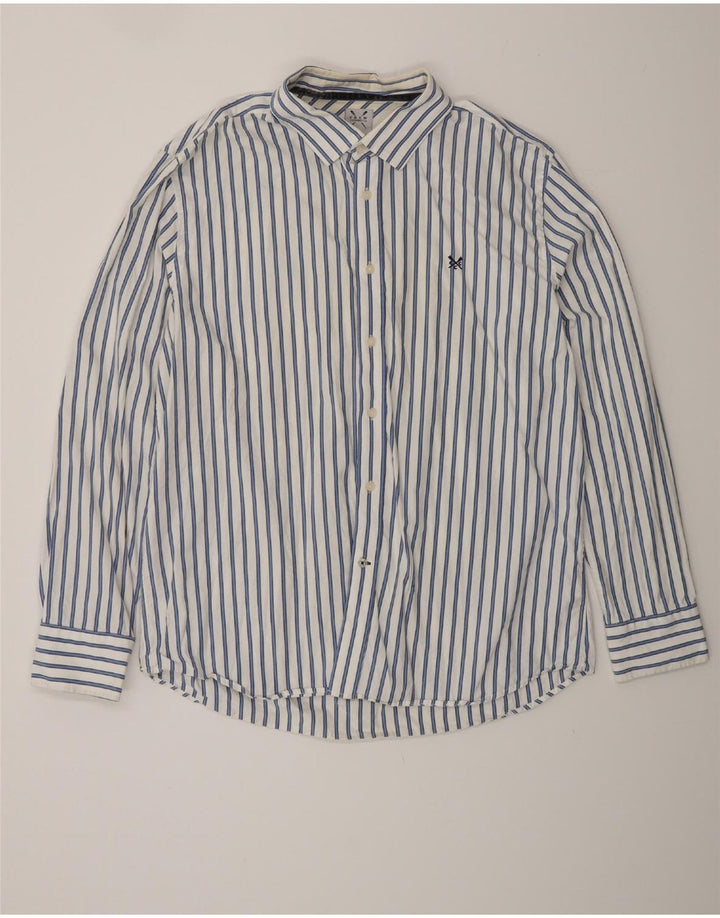 Crew Clothing Camisa de corte clásico para hombre 2XL Algodón a rayas blancas